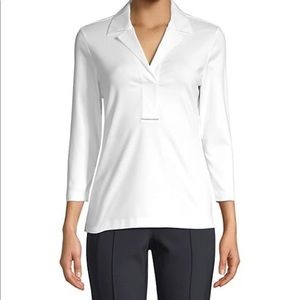 NWT Lafayette 148 NY Magda White Cotton Top Shirt